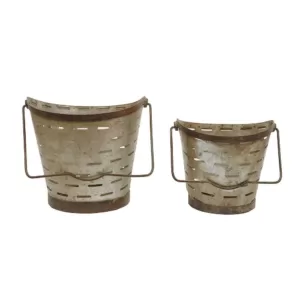 3R Studios 10 in. and 8 in. H Metal Buckets (Set of 2)