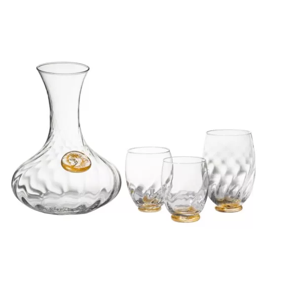 Abigails Elisa Water Glass, Clear with Gold