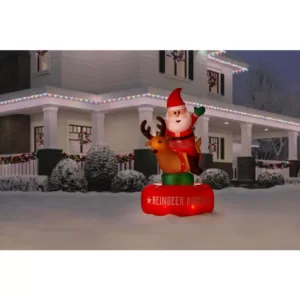 Airblown 6.5 ft. Animated Inflatable Santa and Reindeer Rodeo Scene