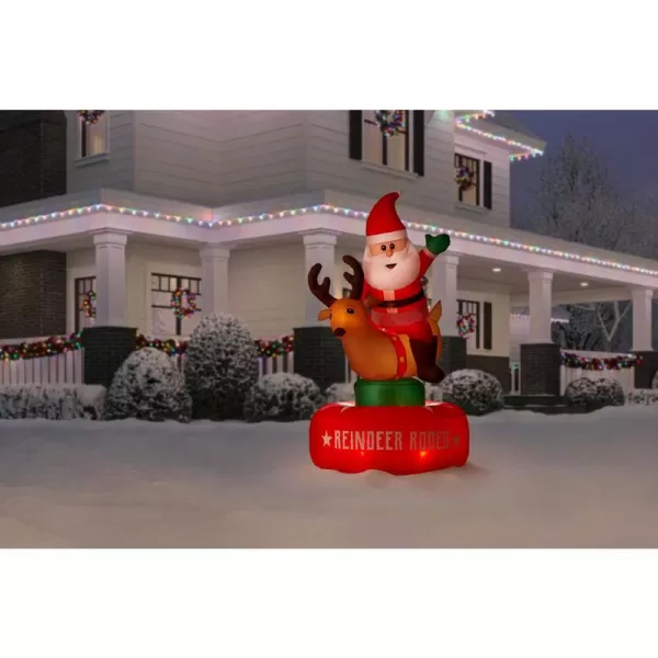 Airblown 6.5 ft. Animated Inflatable Santa and Reindeer Rodeo Scene