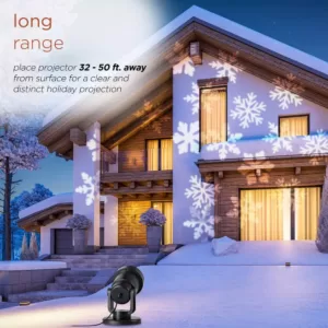 Alpine Corporation Christmas Rotating Projection with White LED Lights, Snowflake Design