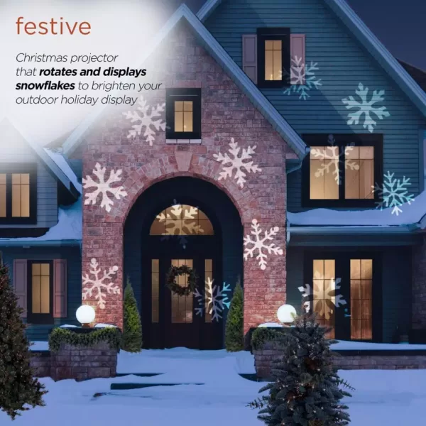 Alpine Corporation Christmas Rotating Projection with White LED Lights, Snowflake Design
