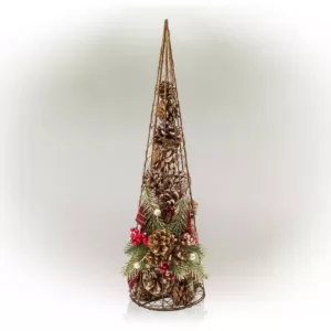 Alpine Corporation 20 in. Tall Rustic Pinecone Christmas Tree Decor
