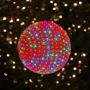 Alpine Corporation 13 in. Diameter Large Flashing Sphere Ornament With Multi-Colored LED Lights