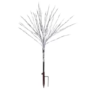 Alpine Corporation 39 in. Tall Silver Metallic Foil Tree Stake with Warm White LED Lights