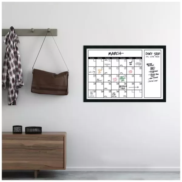 Amanti Art White Calendar 38 in. W x 26 in. H Framed Glass Dry Erase Board