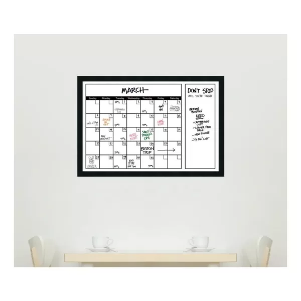 Amanti Art White Calendar 38 in. W x 26 in. H Framed Glass Dry Erase Board