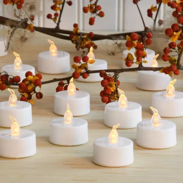 LUMABASE Battery Operated Amber LED Tea Lights - Value Pack (24-Count)
