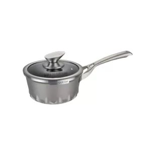 AMERCOOK Artmartin 1.5 qt. Cast Aluminum Ceramic Nonstick Sauce Pan in Ash with Glass Lid