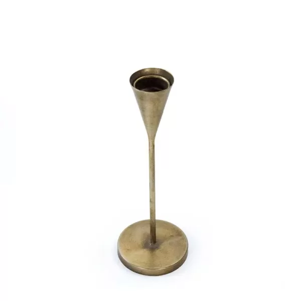 Zentique Upturned Cone Antique Gold Small Candle Holder