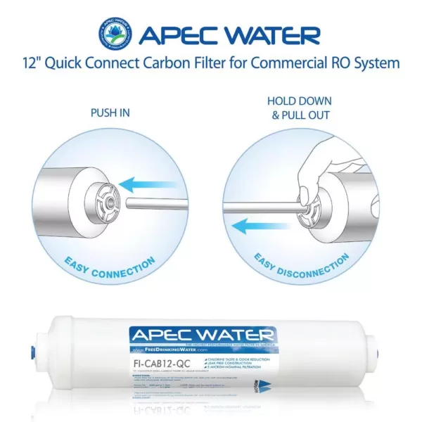 APEC Water Systems 12 in. Commercial Grade Inline Carbon Post-Filter with 3/8 in. Output for Light Commercial Reverse Osmosis System