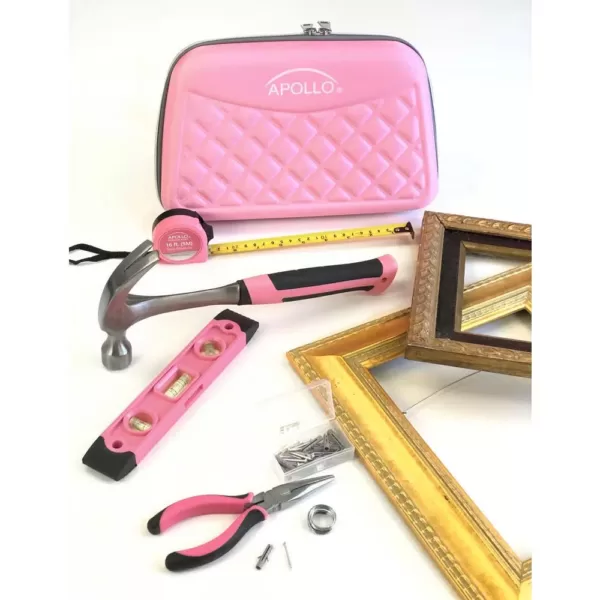 Apollo Household Tool Kit in Designer Case, Pink,(63-Pieces)
