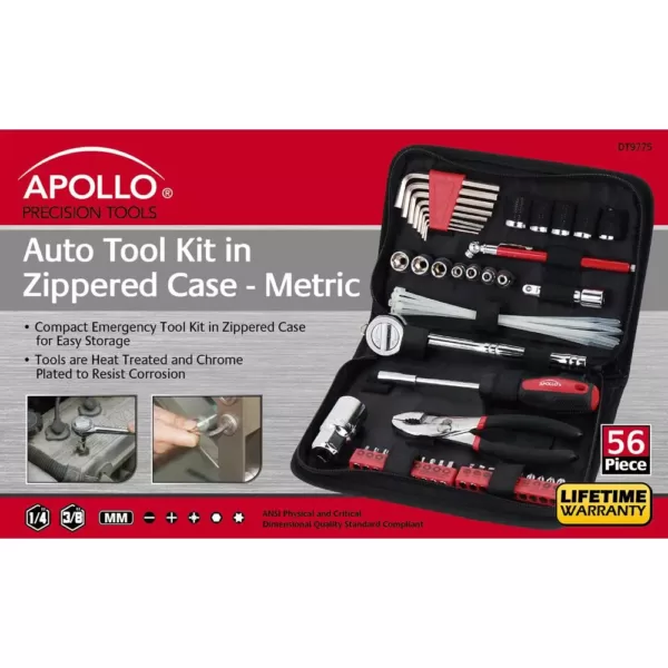 Apollo Auto Tool Set in Zipper Case - Metric (56-Piece)