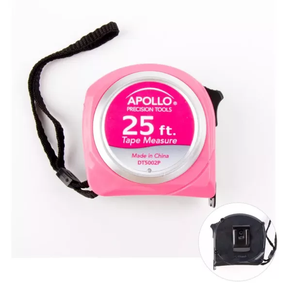 Apollo 25 ft. Tape Measure in Pink