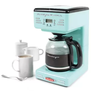 Nostalgia 12-Cup Blue Coffee Maker with Pause and Serve Function