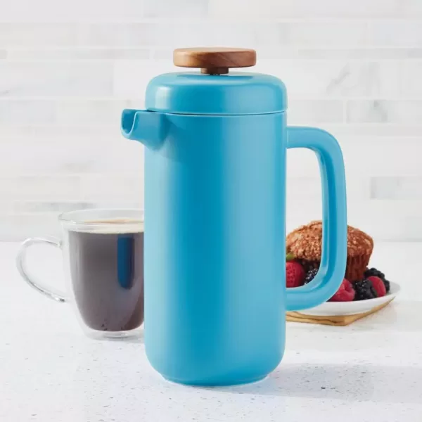 BonJour Ceramic Coffee and Tea 8-Demitasse-Cup Aqua Ceramic French Press