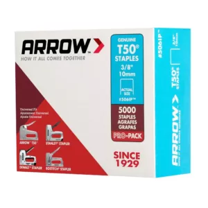 Arrow T50 3/8 in. Leg x 3/8 in. Crown Galvanized Steel Staples (5,000-Pack)