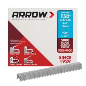 Arrow T50 3/8 in. Leg x 3/8 in. Crown Galvanized Steel Staples (5,000-Pack)