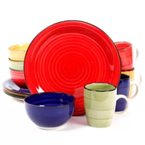 Gibson Color Speckle 12-Piece Rustic Assorted Stoneware Dinnerware Set (Service for 4)