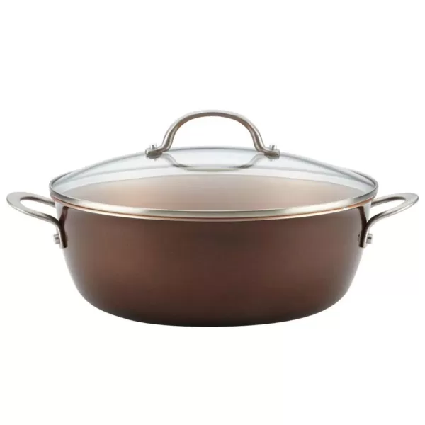 Ayesha Curry Home Collection 7.5 qt. Aluminum Nonstick Stock Pot in Brown Sugar with Glass Lid