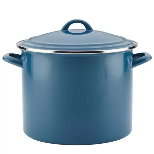Ayesha Curry Home Collection 12 qt. Steel Nonstick Stock Pot in Twilight Teal with Lid