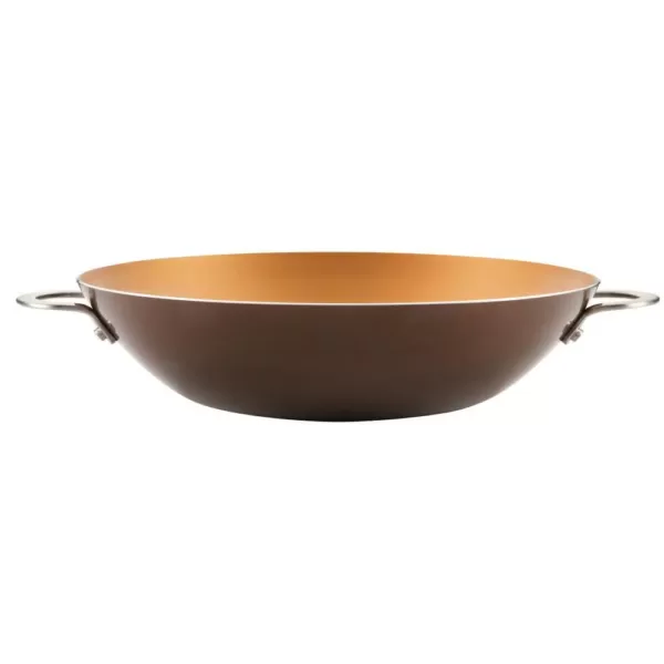 Ayesha Curry Home Collection 14 in. Porcelain Enamel Nonstick Wok in Brown Sugar