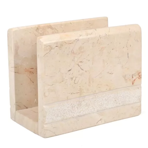 Creative Home Beige Natural Champagne Marble Hand Carved Style Dispenser Dinning table Napkin Holder Stand
