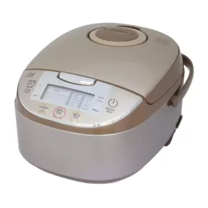 SPT 8-Cup Beige Rice Cooker with Steam Basket and Built-In Timer