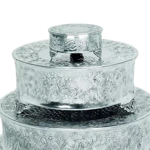 Benzara Silver Aluminum Cake Stand