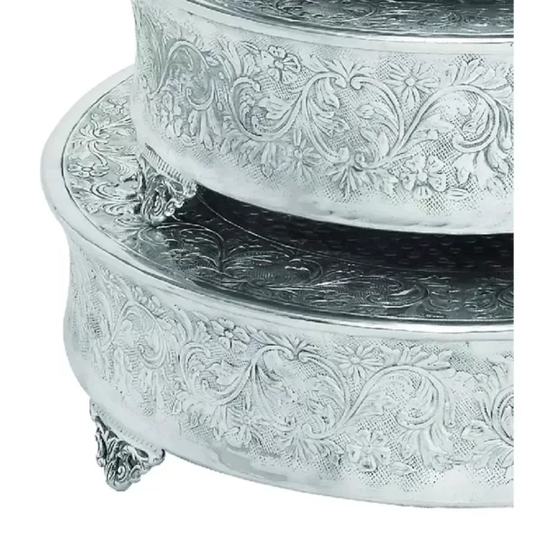 Benzara Silver Aluminum Cake Stand