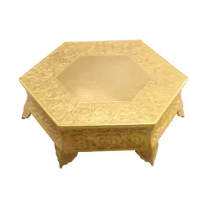 Benzara Hexagonal 14 in. Gold Metal Wedding Cake Stand