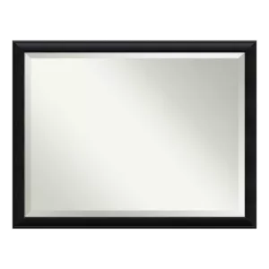 Amanti Art Nero 44 in. W x 34 in. H Framed Rectangular Beveled Edge Bathroom Vanity Mirror in Black