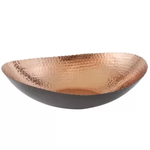 Elegance 14.5 in. by 11 in. Large Oval Bowl in Black and Copper