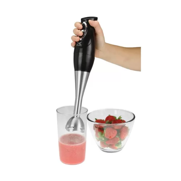 KALORIK 2-Speed Black Stainless Steel Hand Mixer with Food Chopper Attachment