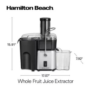 Hamilton Beach 700-Watt 30 oz. Black and Stainless Steel Centrifugal Juice Extractor with Whole Fruit Feed Tube