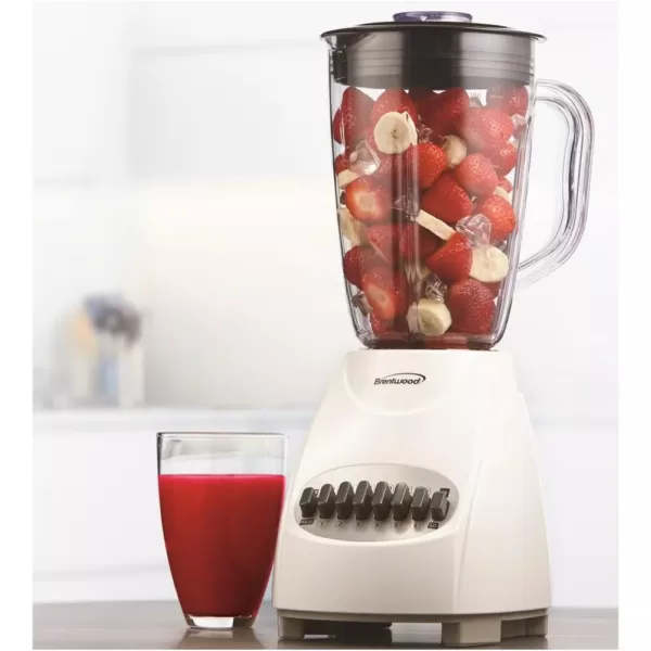 Brentwood Appliances 50 oz. 12-Speed White Electric Blender with Plastic Jar