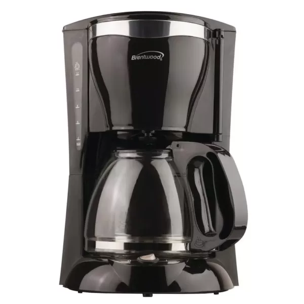 Brentwood Appliances 12-Cup Black Coffee Maker with 16 oz. Stainless Steel Heated Travel Mug and 12-Volt Car Adapter
