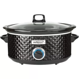 Brentwood Appliances Diamond 7 Qt. Black Slow Cooker with Tempered Glass Lid