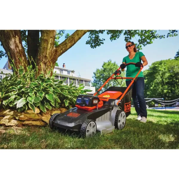 BLACK+DECKER 20 in. 60V Lithium Ion Cordless Walk Behind Push Mower with (2) 2.5Ah Batteries and Charger Included