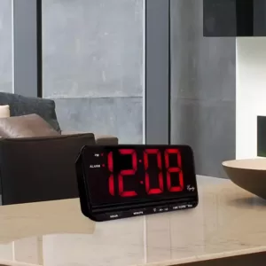 Equity by La Crosse Extra-Large 3 in. Red LED Electric Alarm Table Clock with HI/LO Settings
