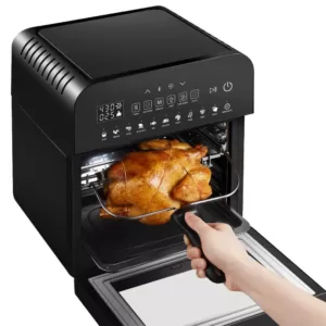 GoWISE USA 1600-Watts 12.7 Qt. Black Air Fryer Oven with Rotisserie, Dehydrator and 11-Cooking Presets