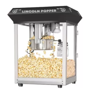 Great Northern Black Lincoln Countertop Popcorn Machine- Popper Makes 3 Gallons- 8-Ounce Kettle, Old Maids Drawer, Warming Tray & Scoop