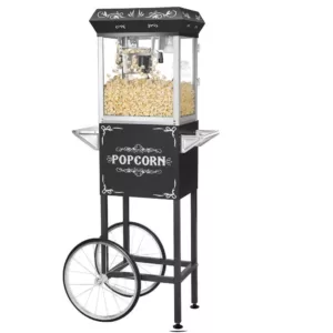 Great Northern Foundation Popcorn Machine with Cart- Popper Makes 2 Gallons- 6-Ounce Kettle, Old Maids Drawer, Warming Tray & Scoop