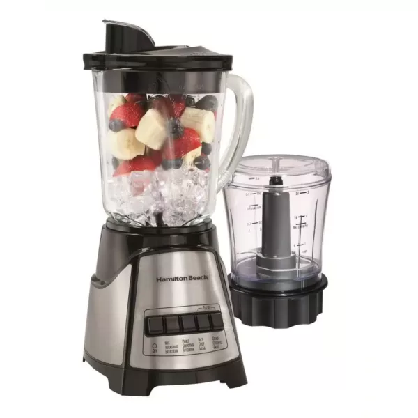 Hamilton Beach 40 oz. 12-Speed Black and Stainless Steel Blender with Food Chopper Jar