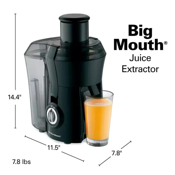 Hamilton Beach Big Mouth 800-Watt 10 oz. Black Centrifugal Juice Extractor