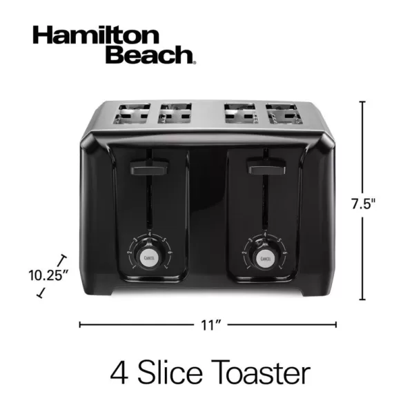 Hamilton Beach 4-Slice Black Wide Slot Toaster