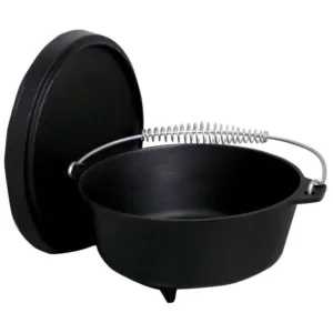King Kooker Pre-seasoned 8 qt. Round Cast Iron Dutch Oven in Black with Lid