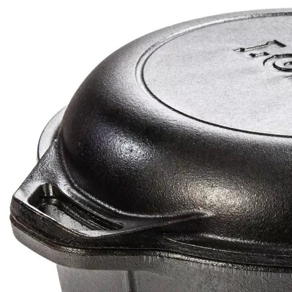 Lodge 5 qt. Round Cast Iron Double Dutch Oven in Black with Lid