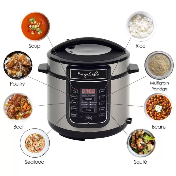 MegaChef 6 Qt. Black Electric Pressure Cooker with Built-In Timer
