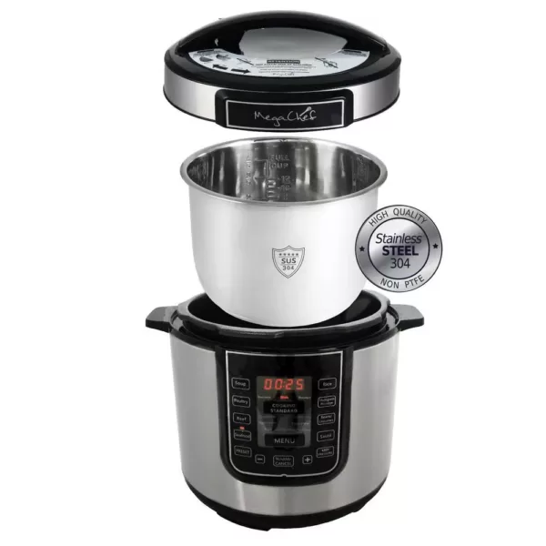 MegaChef 6 Qt. Black Electric Pressure Cooker with Built-In Timer